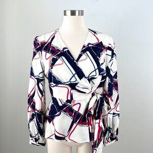 NEW Emily And Fin Womens Small Luna Wrap Top Long Sleeve Blouse Shirt